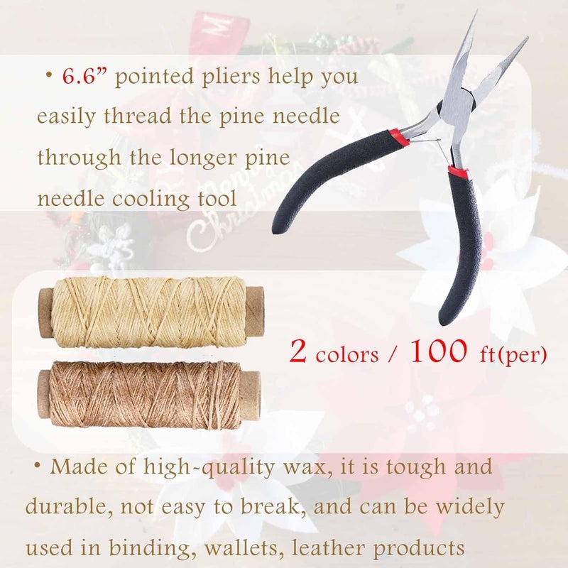 ARSTBETY Pine Needle Basket Making Set with Gauge Coiling Tool, Waxed Thread, Needle and Thimble Ring, Long Noce Pliers for Basket Making Rattan Weaving Basketry (Gold Basket Making Set) - Image 3